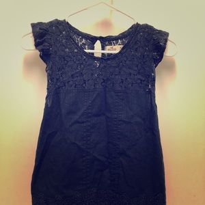 Hollister Top Navy Blue With Lace